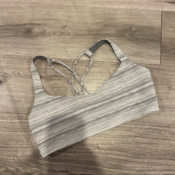 Lululemon Athletica Free To Be Bra With Spaghetti Straps Grey Stripes Size 8 - Picture 4 of 9